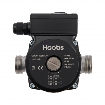 Насос циркуляционный с корпусом из нерж. стали Hoobs CW 20-40SN 130мм 65Вт (с гайками)